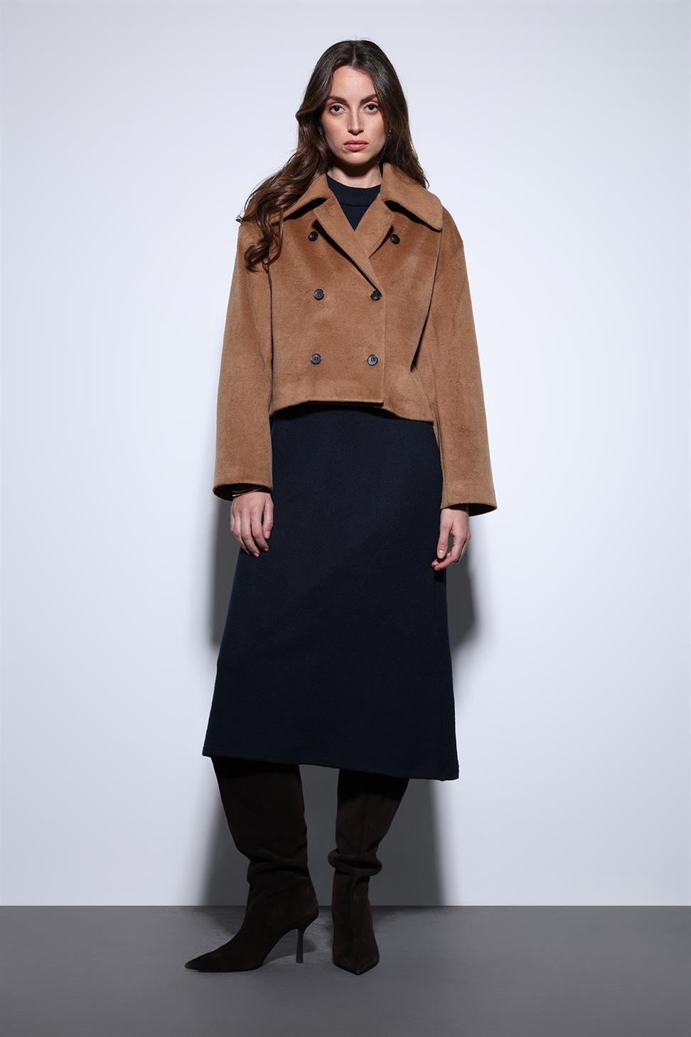 Antioch Camel Kruvaze Kadın Kısa Kaban