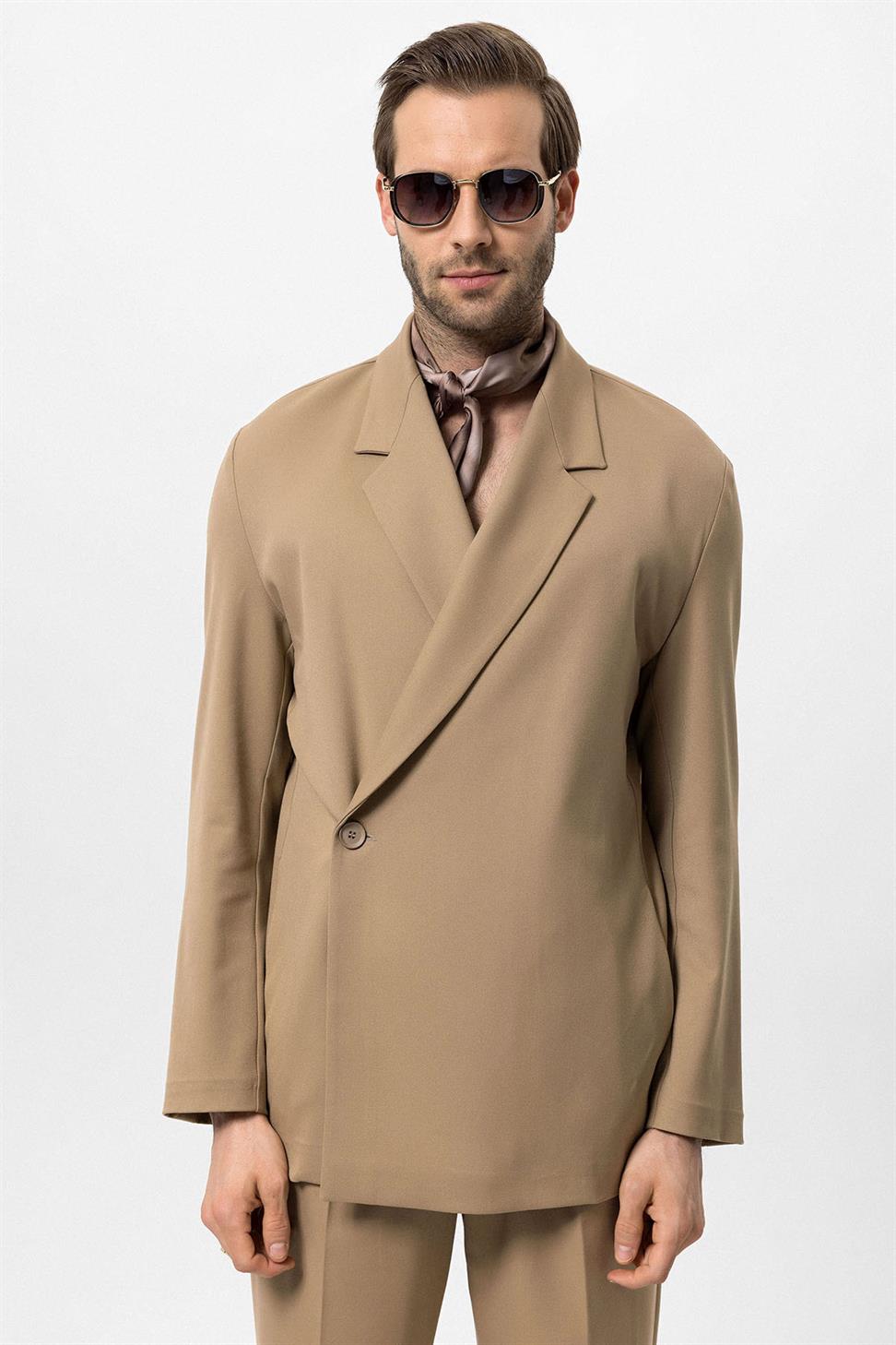 سترة رجالي بجيب مخفي بإغلاق مزدوج الصدر