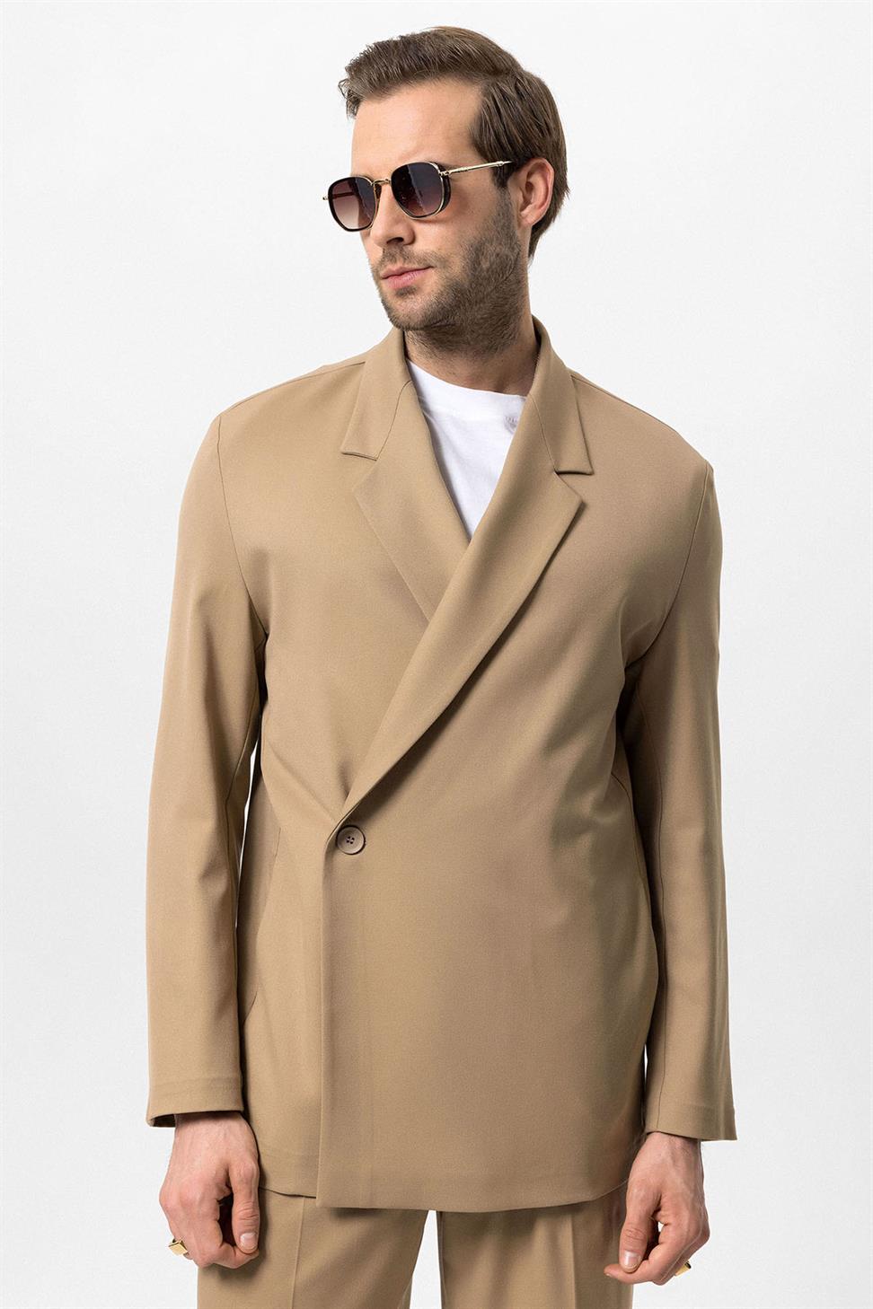 سترة رجالي بجيب مخفي بإغلاق مزدوج الصدر