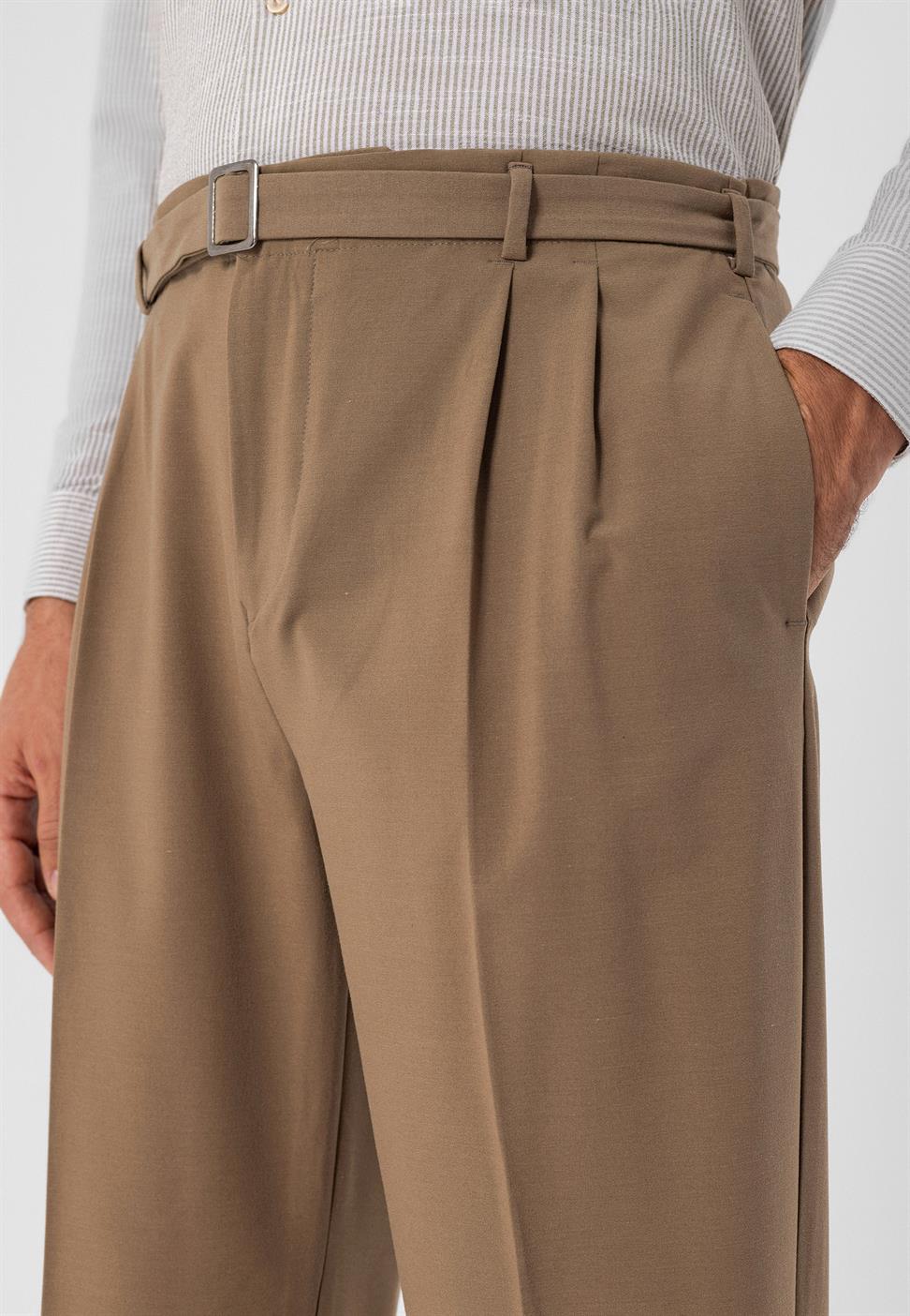 ارتفاع الخصر مطوي بنطال كاجوال مناسب للرجال