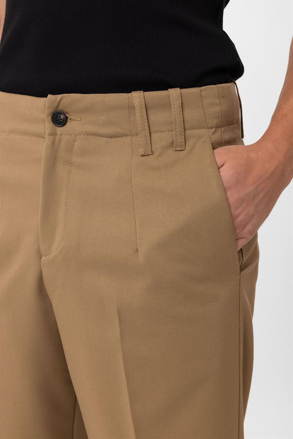 Antioch Camel Yüksek Bel Straight Fit Erkek Pantolon