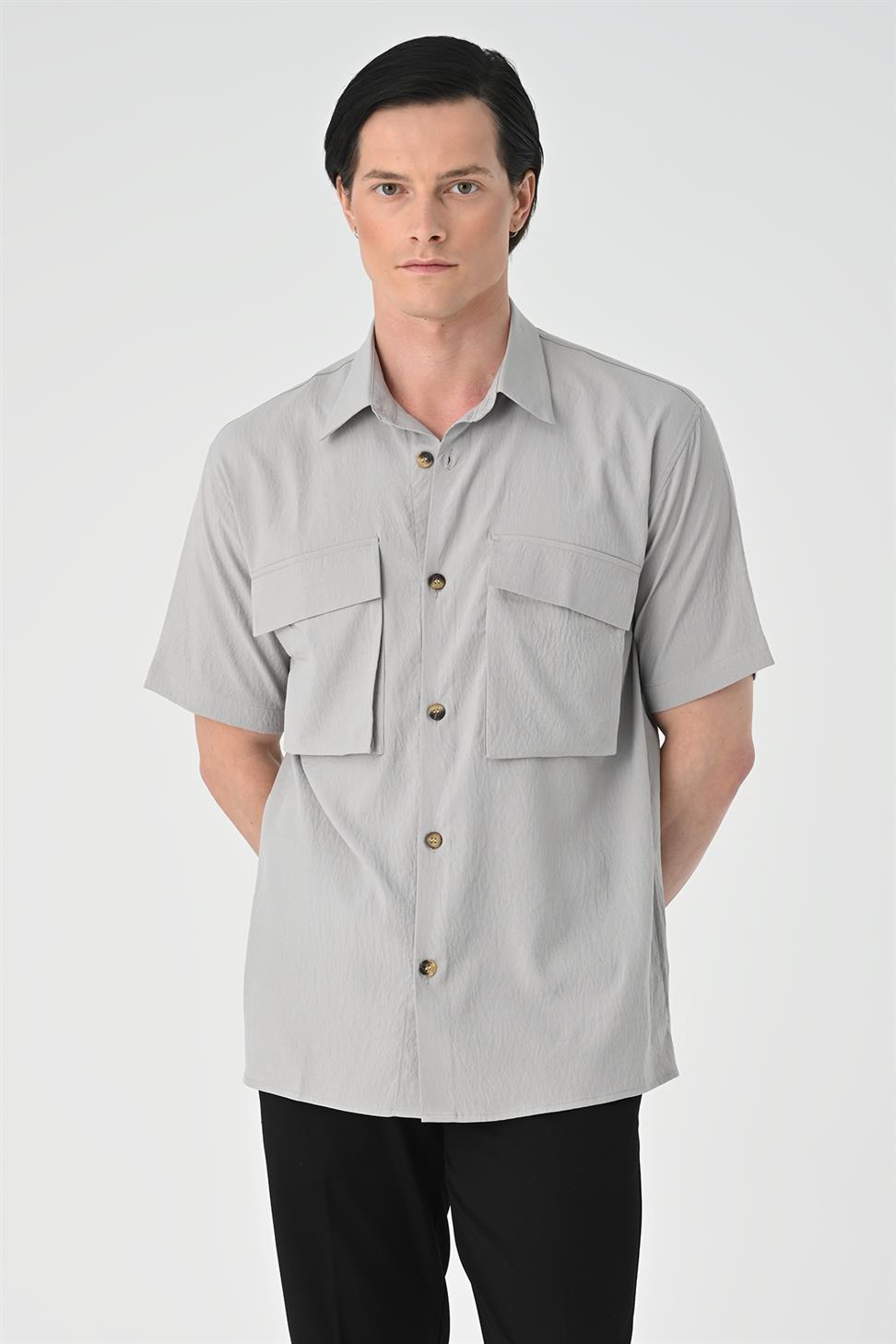 قميص رجالي بجيب مزدوج