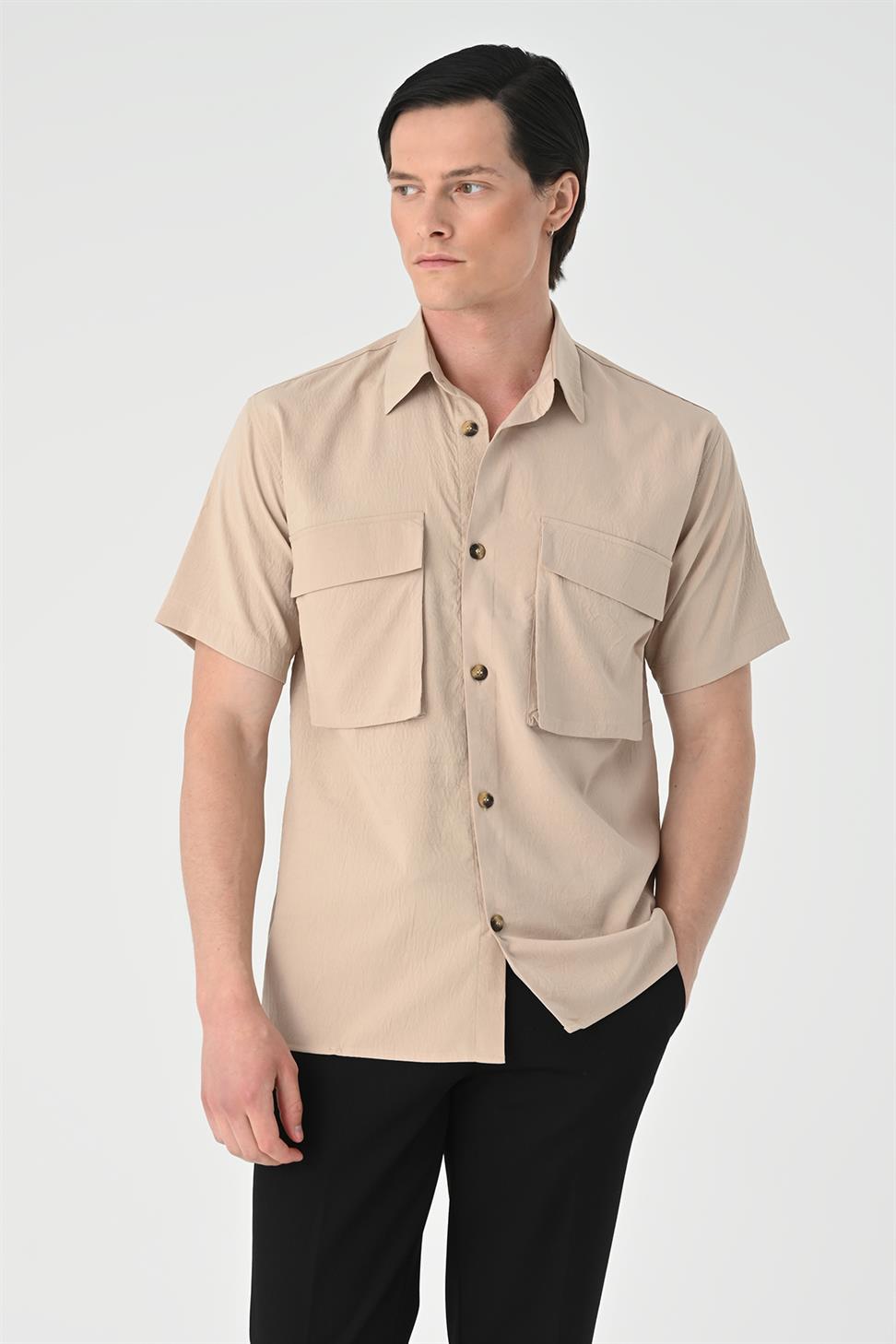 قميص رجالي بجيب مزدوج