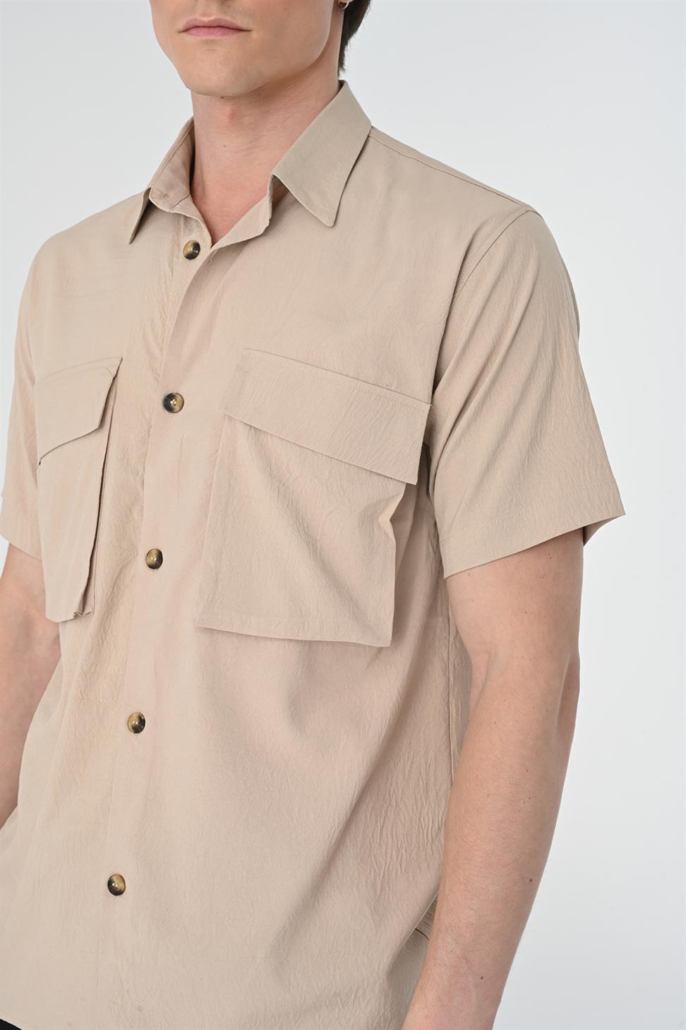 قميص رجالي بجيب مزدوج