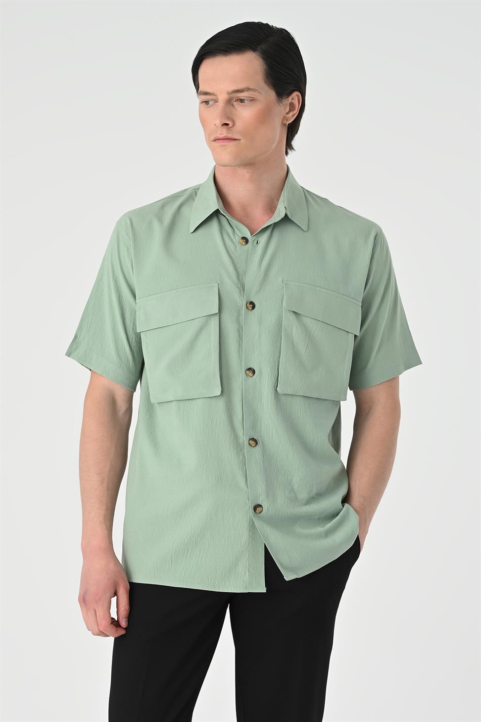 قميص رجالي بجيب مزدوج