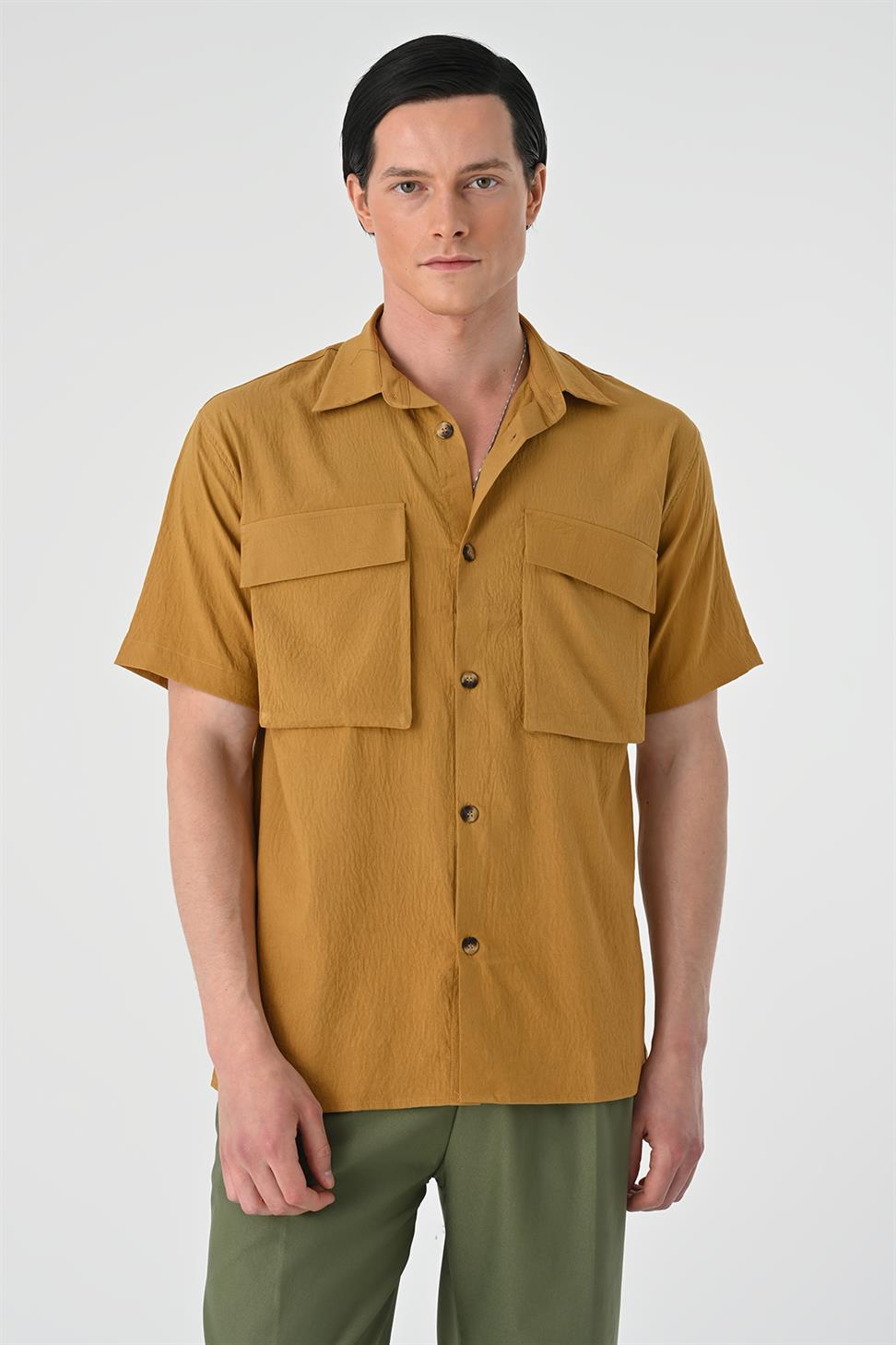 قميص رجالي بجيب مزدوج