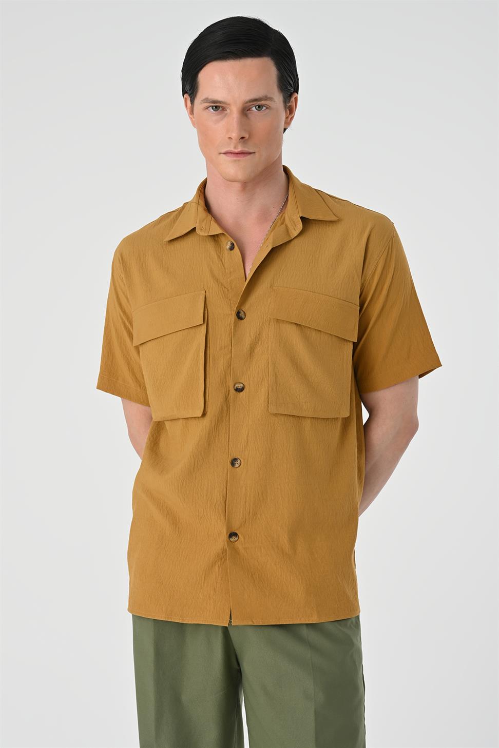 قميص رجالي بجيب مزدوج