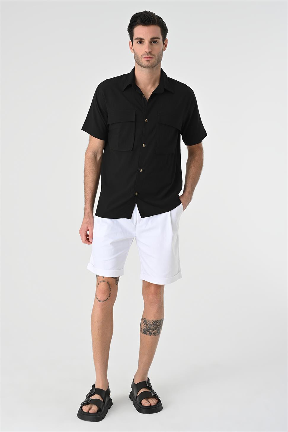 قميص رجالي بجيب مزدوج