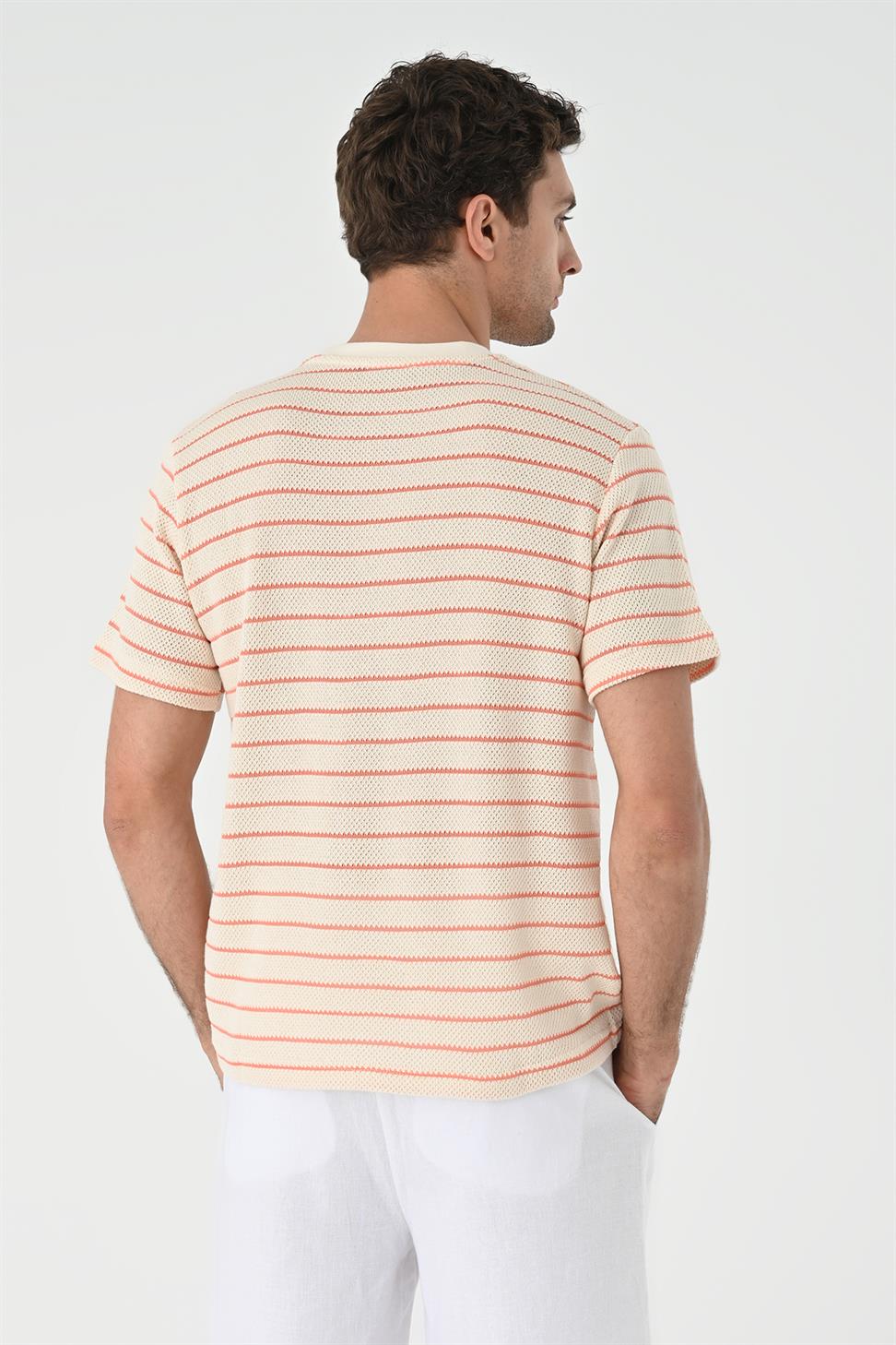 مخطط محبوك تي شيرت للرجال