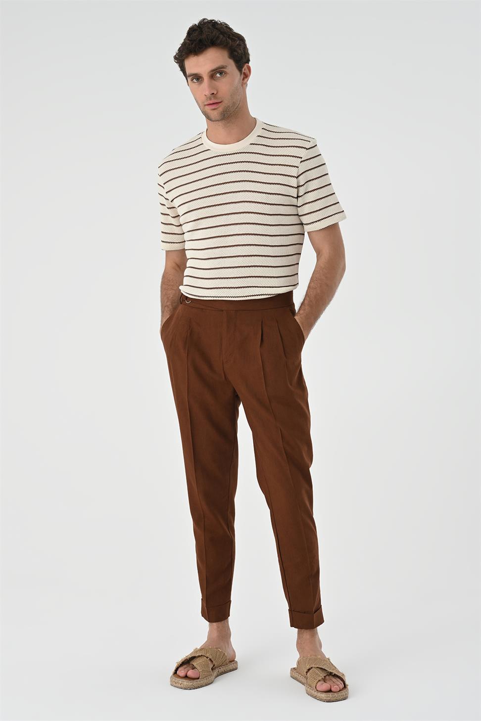 مخطط محبوك تي شيرت للرجال