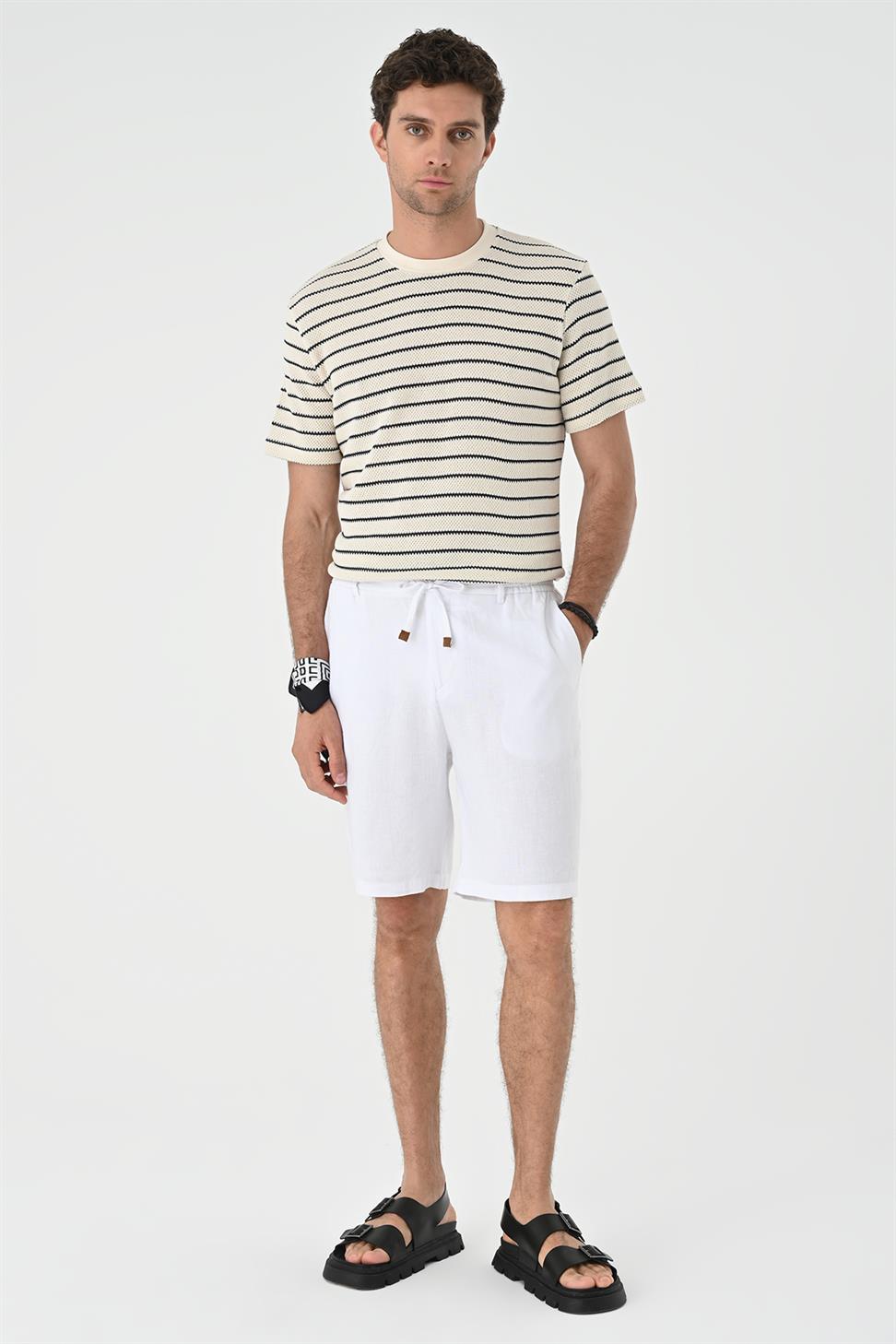 مخطط محبوك تي شيرت للرجال