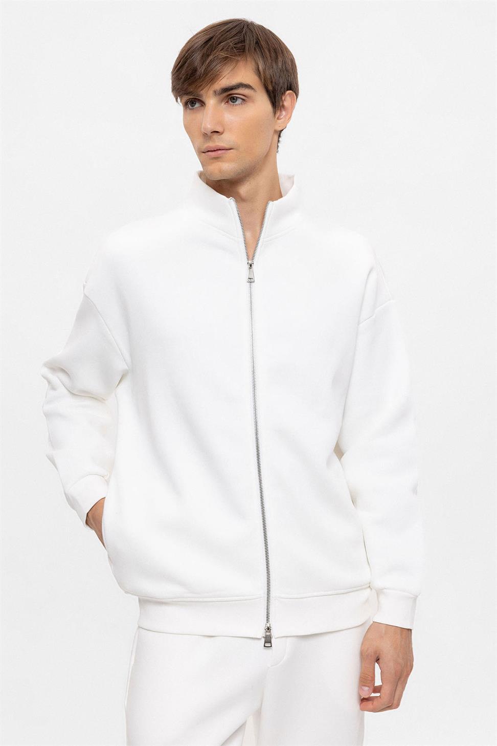 سترة عالية الياقة بسحاب مزدوج للإغلاق للرجال