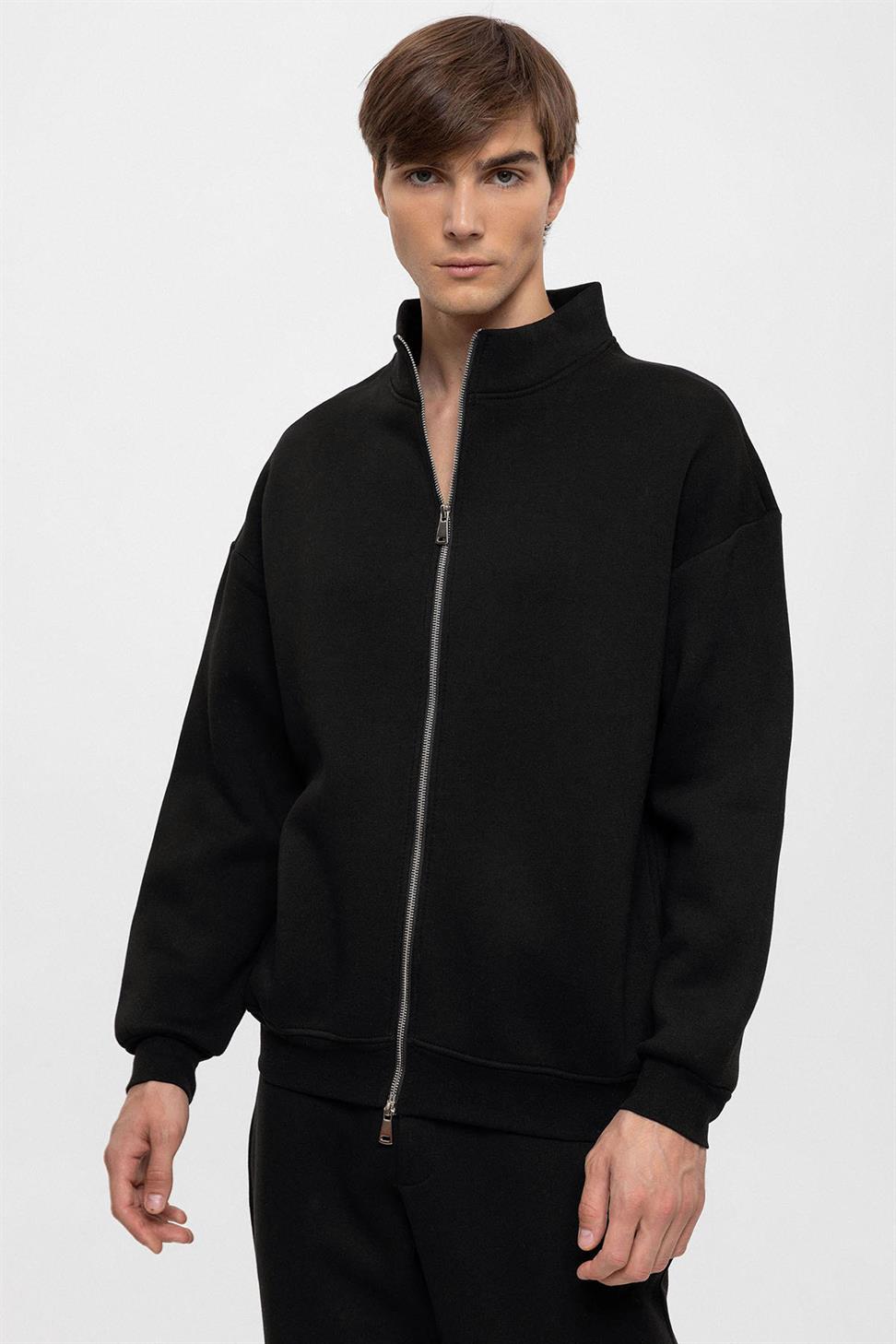 سترة عالية الياقة بسحاب مزدوج للإغلاق للرجال