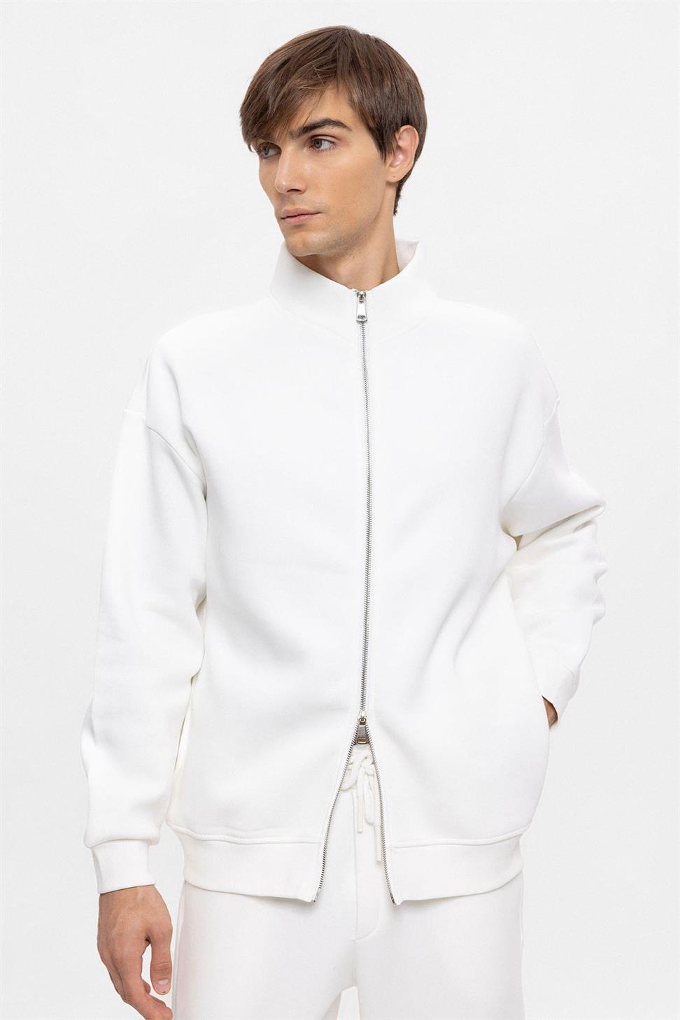 سترة عالية الياقة بسحاب مزدوج للإغلاق للرجال