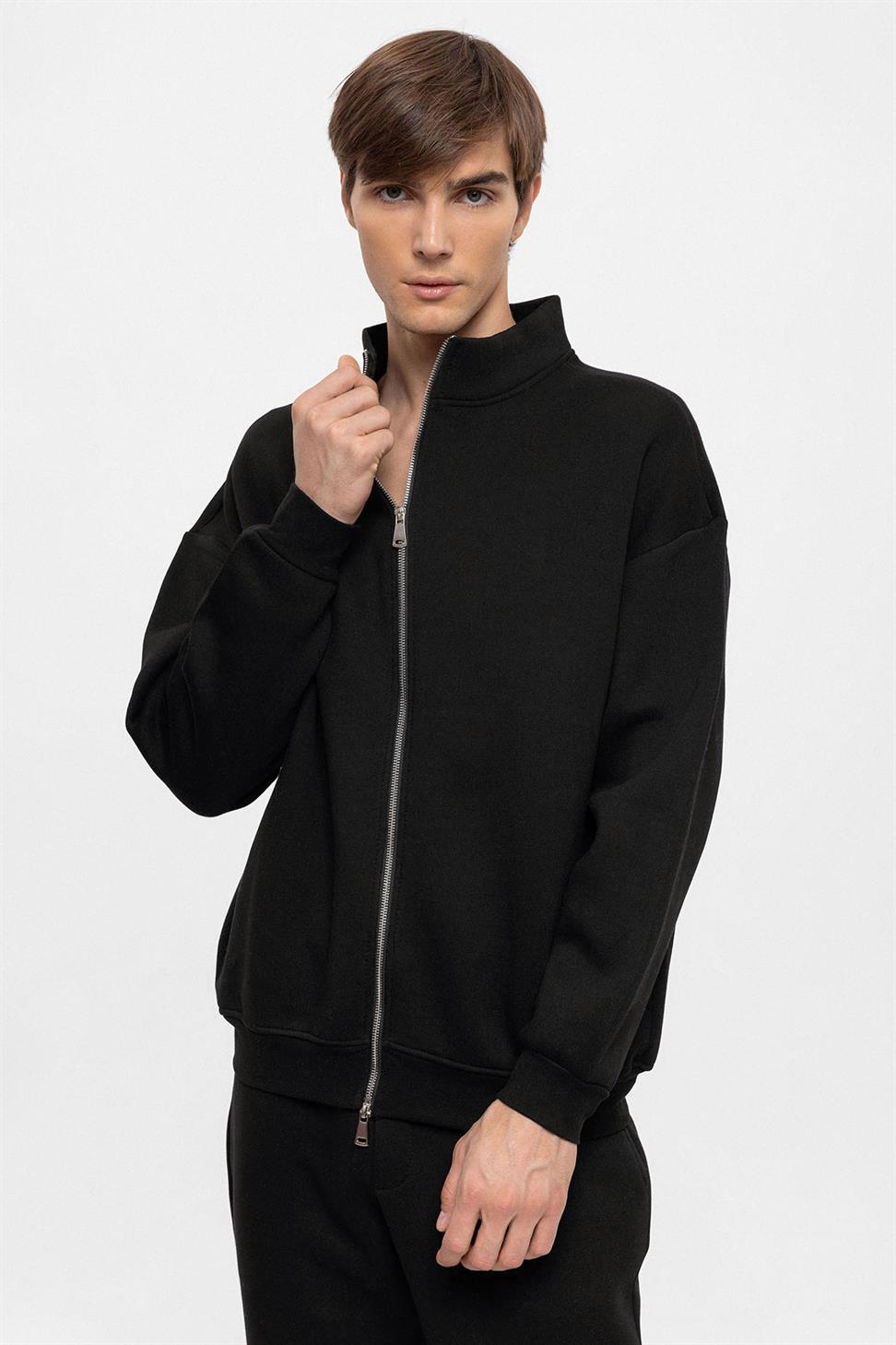 سترة عالية الياقة بسحاب مزدوج للإغلاق للرجال