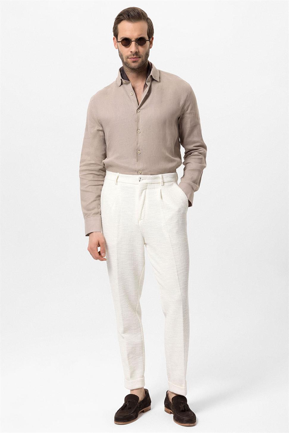 بنطلون رجالي ذو طيات مزدوجة الساق