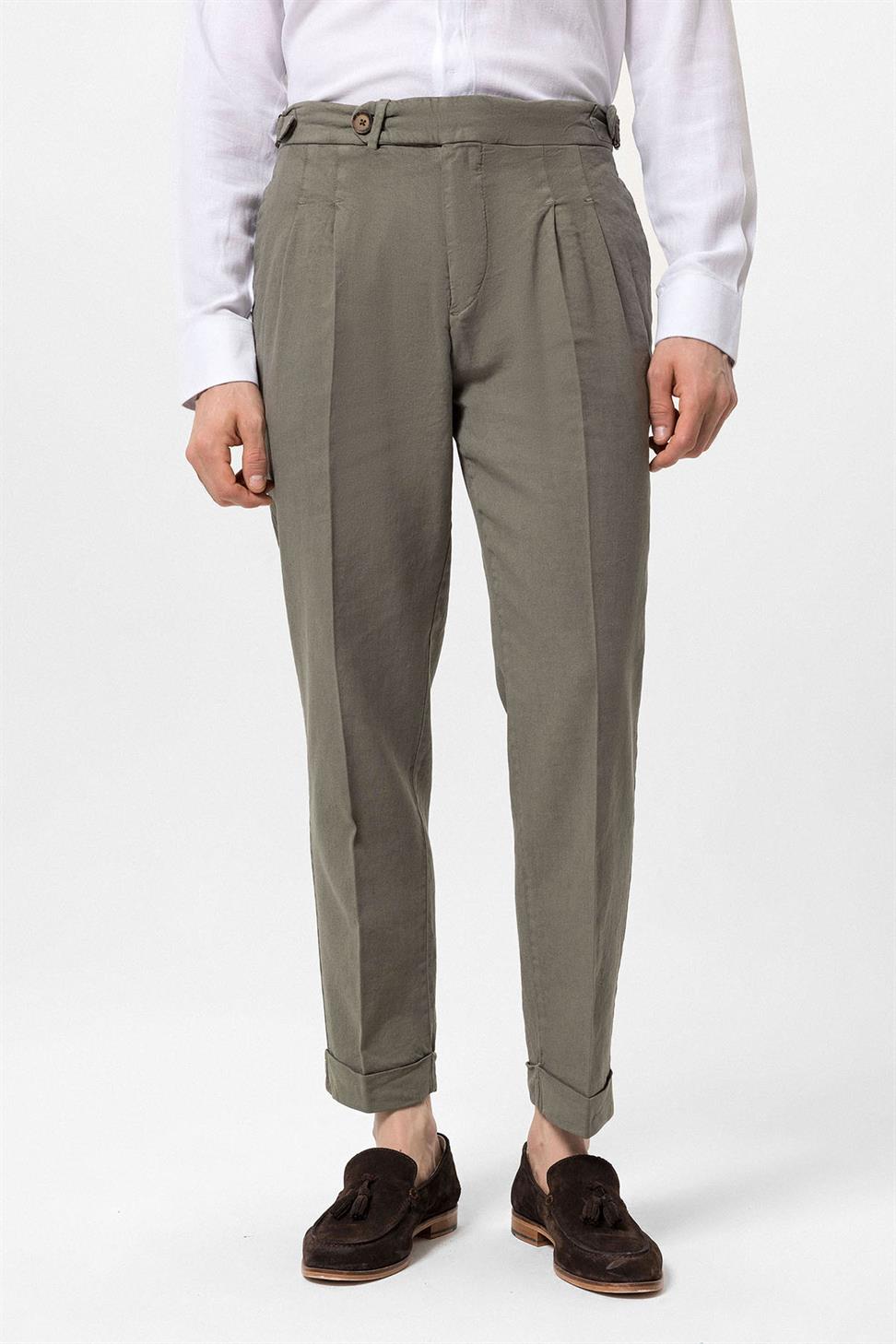 بنطلون مزدوج الساق عالي الخصر للرجال