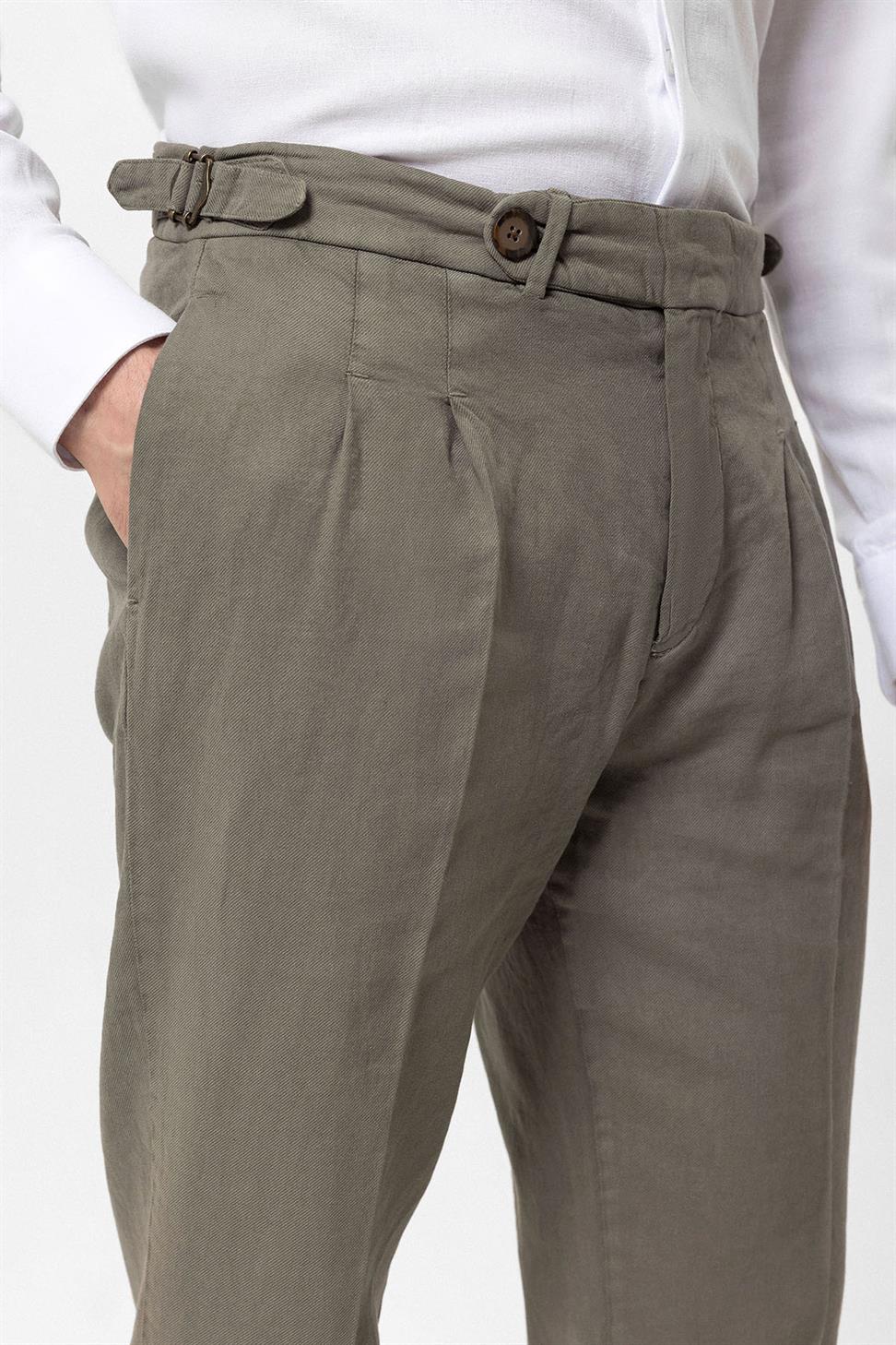 بنطلون مزدوج الساق عالي الخصر للرجال