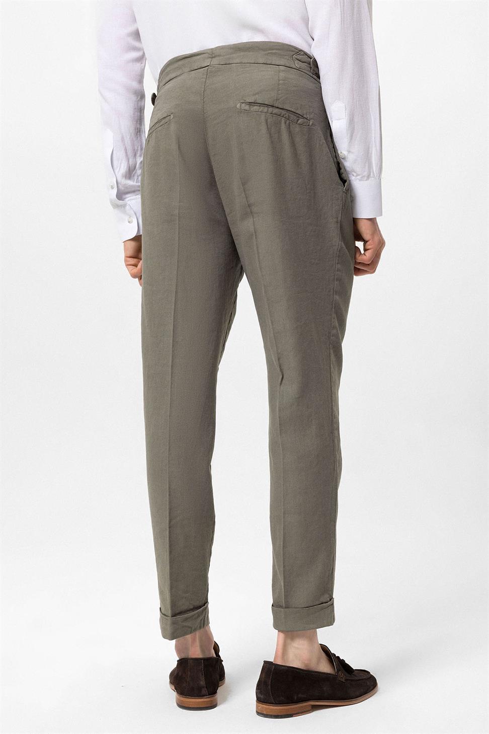 بنطلون مزدوج الساق عالي الخصر للرجال