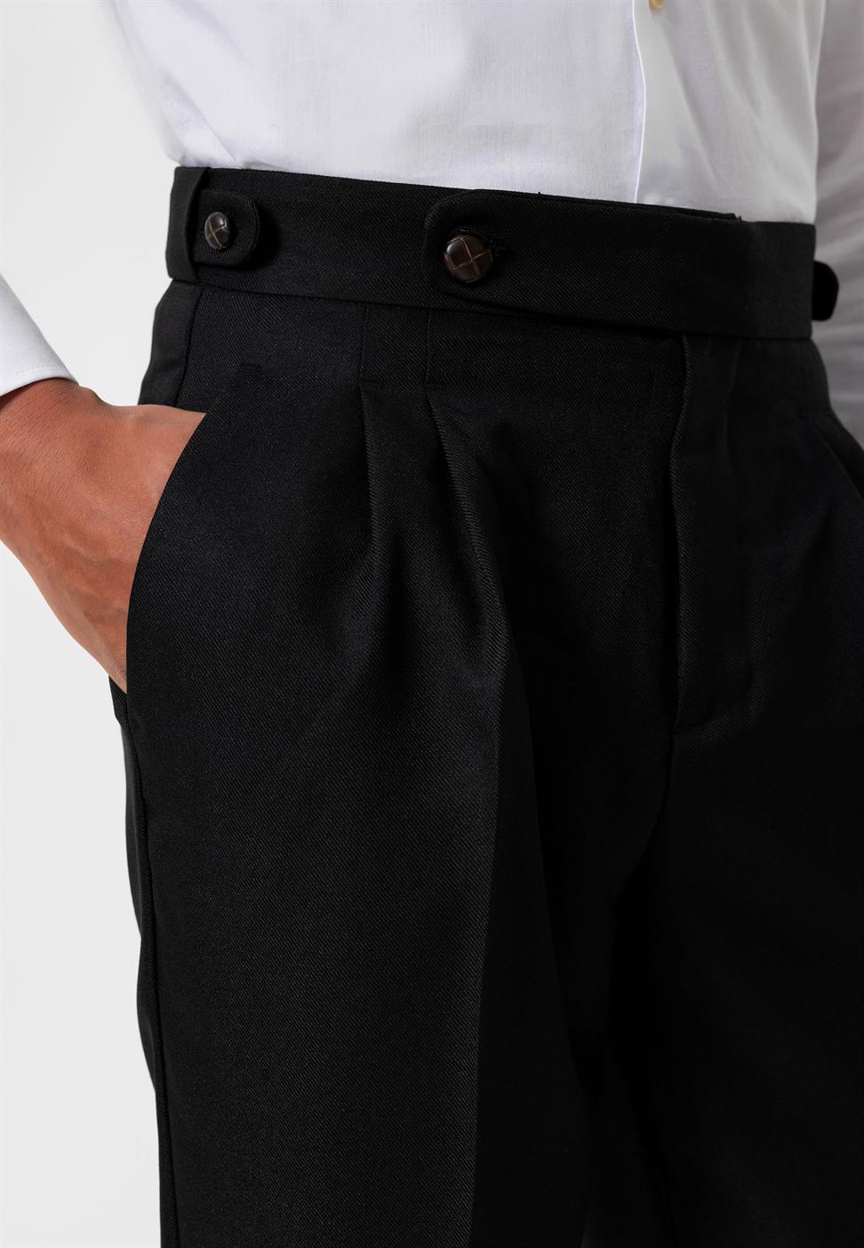 مزدوجة الساق عالية الخصر سراويل الرجال مطوي