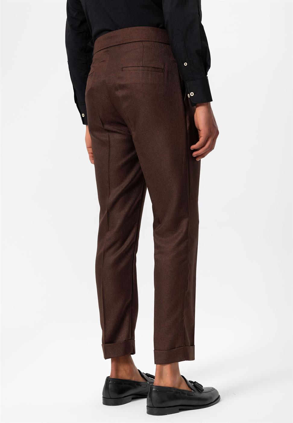 مزدوجة الساق عالية الخصر سراويل الرجال مطوي