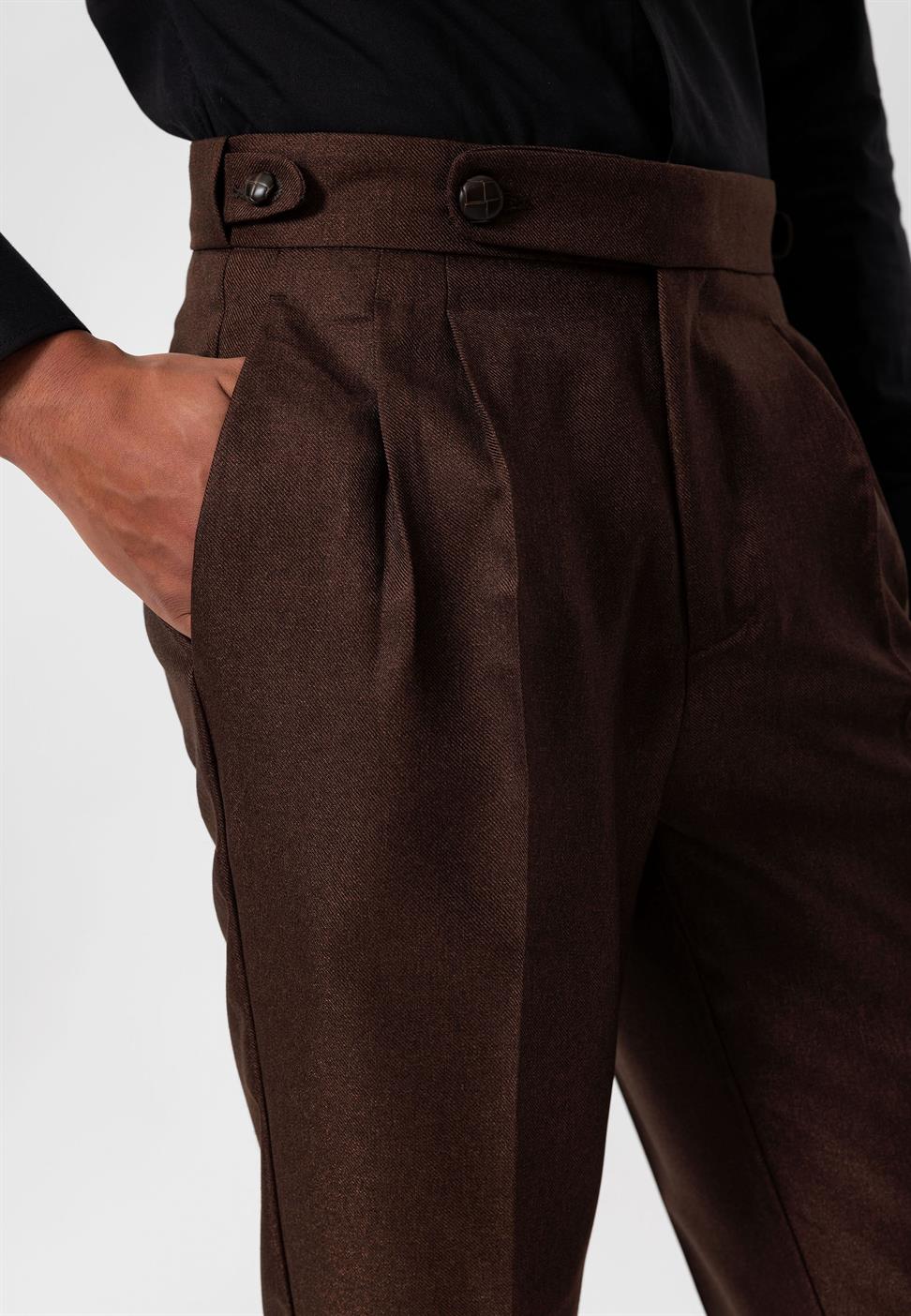 مزدوجة الساق عالية الخصر سراويل الرجال مطوي