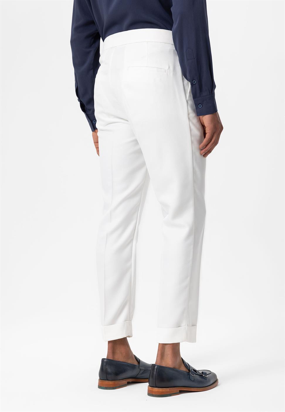 مزدوجة الساق عالية الخصر سراويل الرجال مطوي