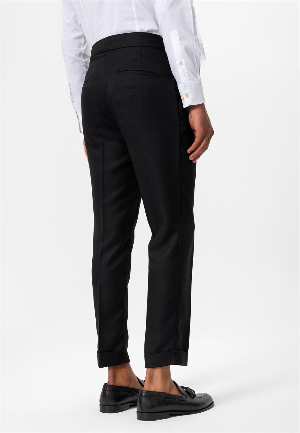 مزدوجة الساق عالية الخصر سراويل الرجال مطوي