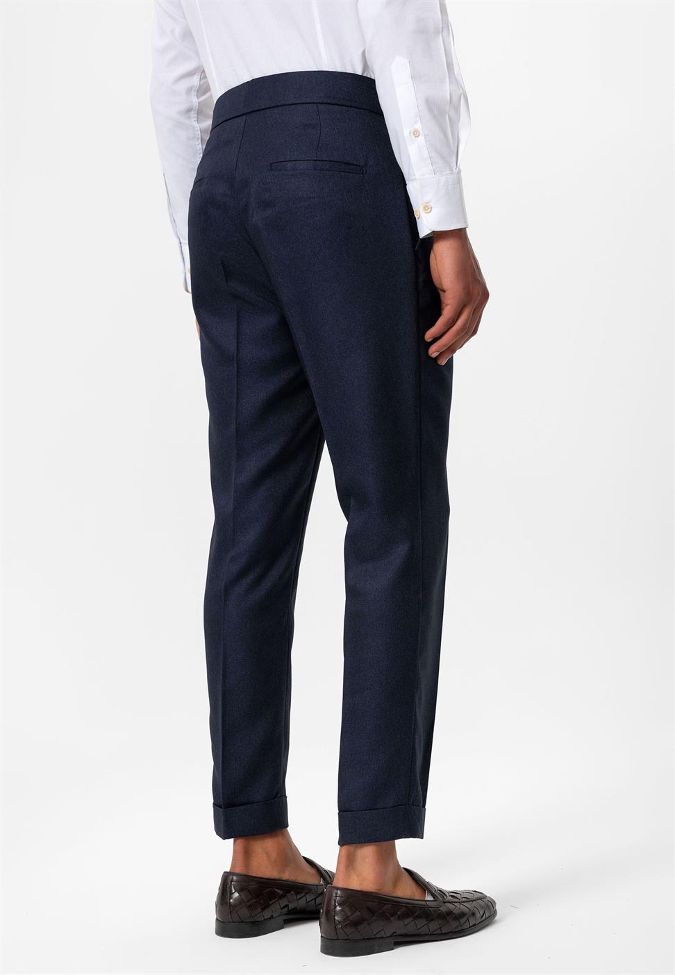 مزدوجة الساق عالية الخصر سراويل الرجال مطوي