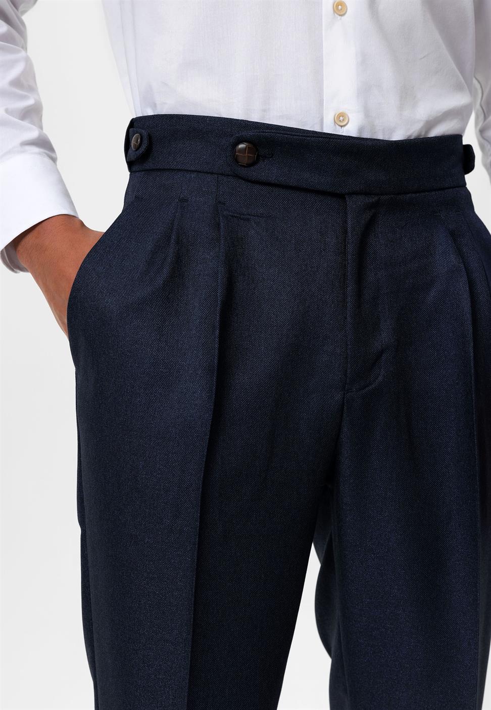 مزدوجة الساق عالية الخصر سراويل الرجال مطوي