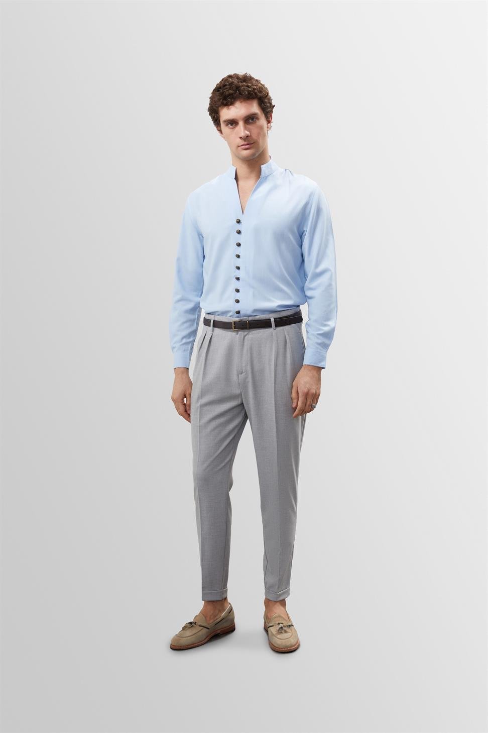 زر مفصل الوقوف طوق القميص الرجالي