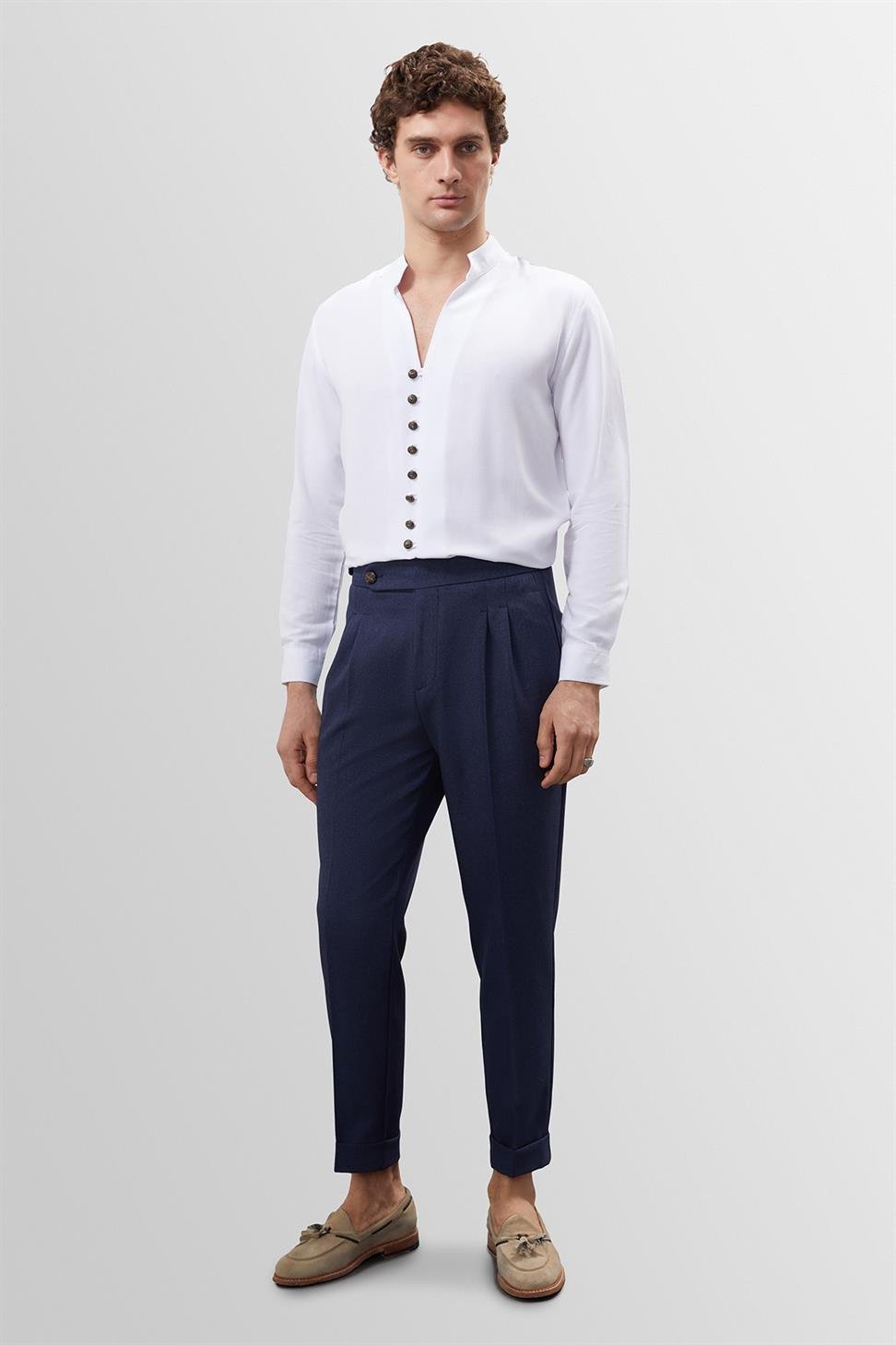 زر مفصل الوقوف طوق القميص الرجالي