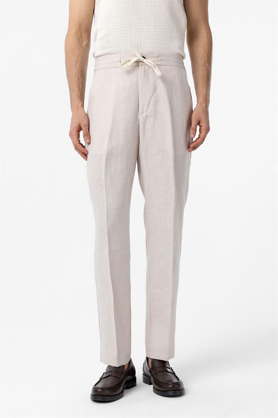 100% Linen High-Waisted Mens Pants