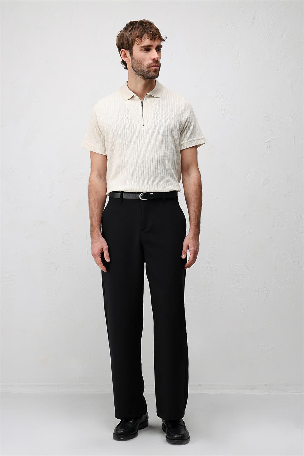 تي شيرت رجالي بياقة بولو من نسيج محبوك