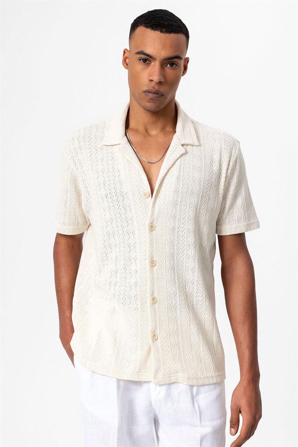 قميص رجالي منقوش بياقة Apaş