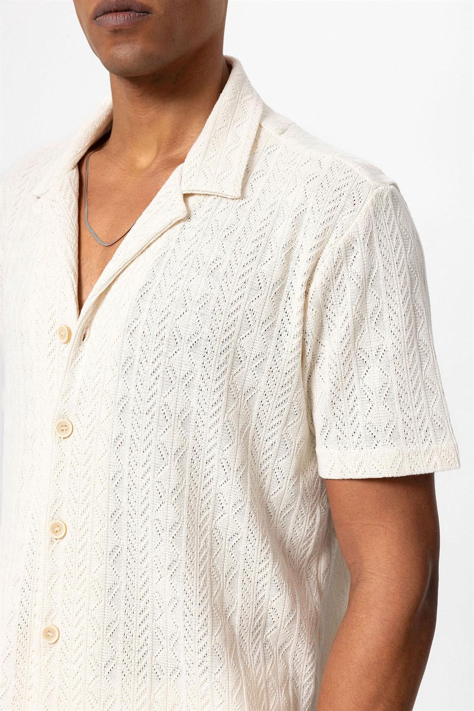 قميص رجالي منقوش بياقة Apaş