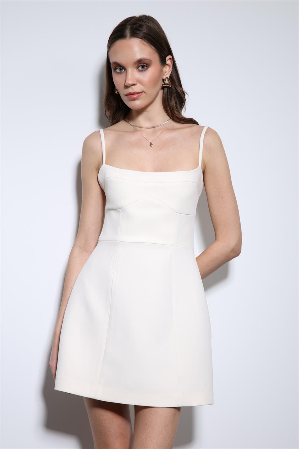 Antioch Ekru Askılı Elbise