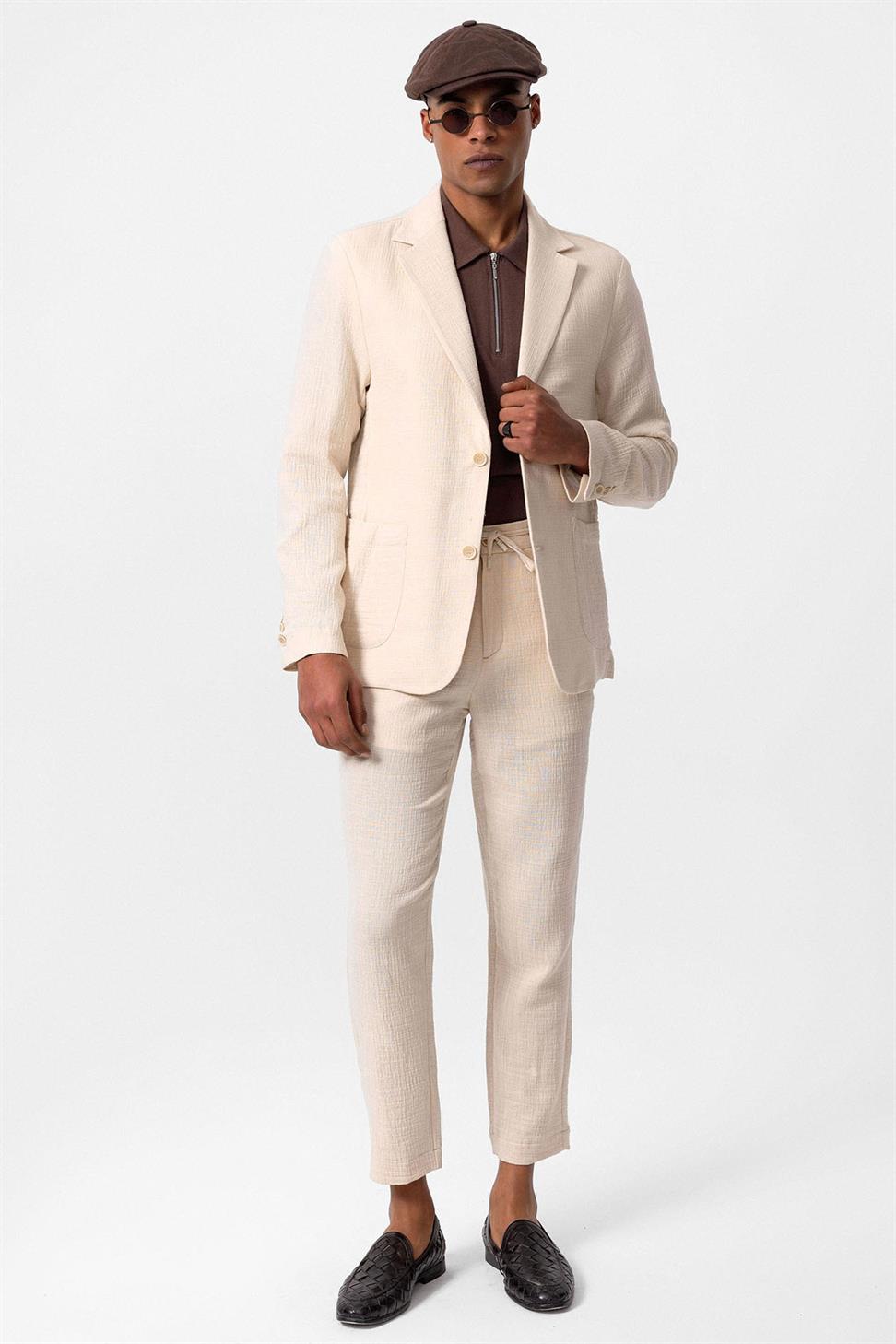 سترة بليزر رجالية غير مبطنة مع جيوب للحقائب