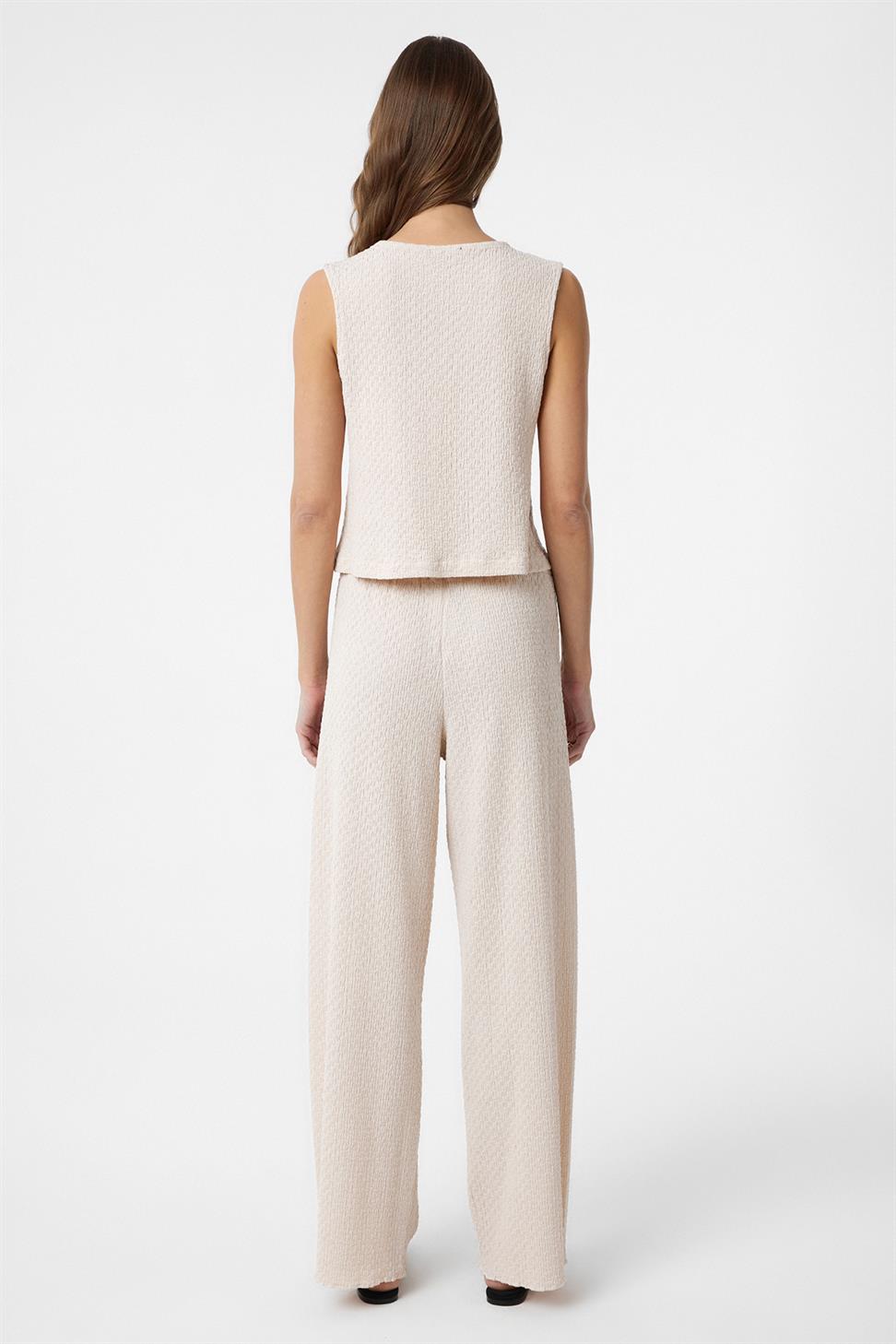 Antioch Ekru Bağ Detaylı Dokulu Kadın Takım