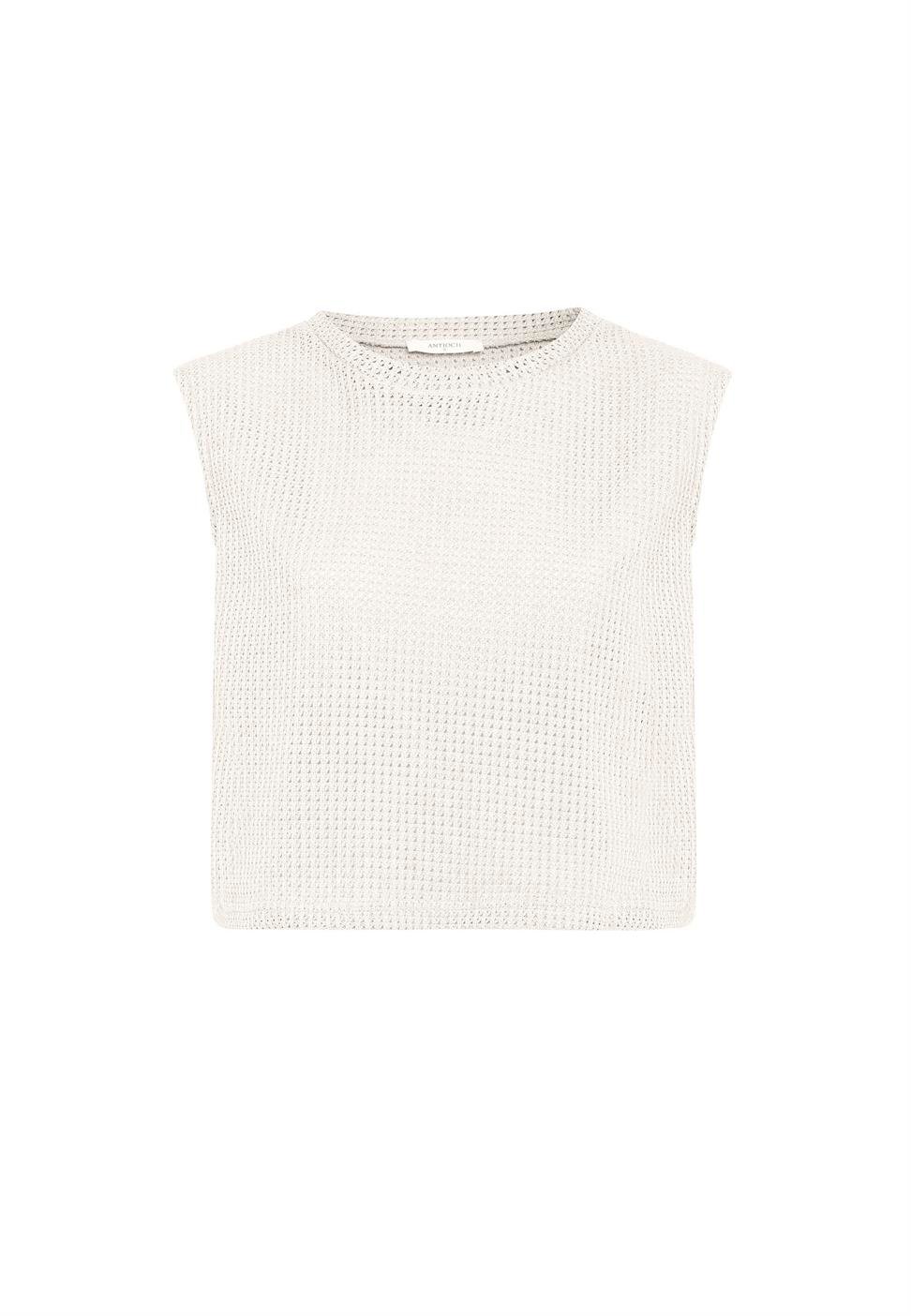 Antioch Ekru Bağcıklı Örgü Dokulu Kadın Top