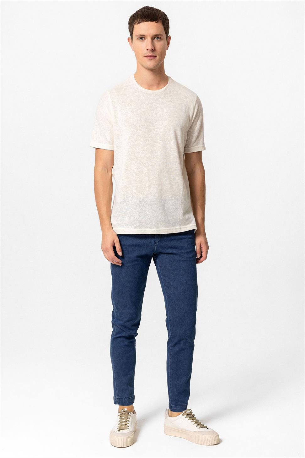 Antioch Ekru Basic Bisiklet Yaka Erkek T-Shirt