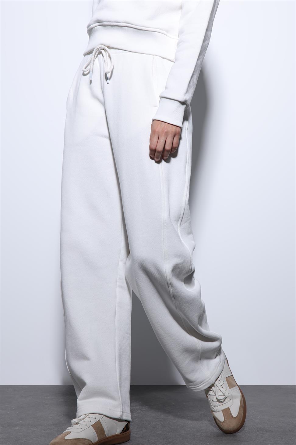 Antioch Ekru Basic Düz Paça Kadın Eşofman Altı