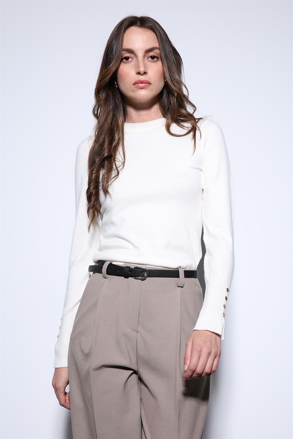 Antioch Ekru Basic Kadın Triko Kazak