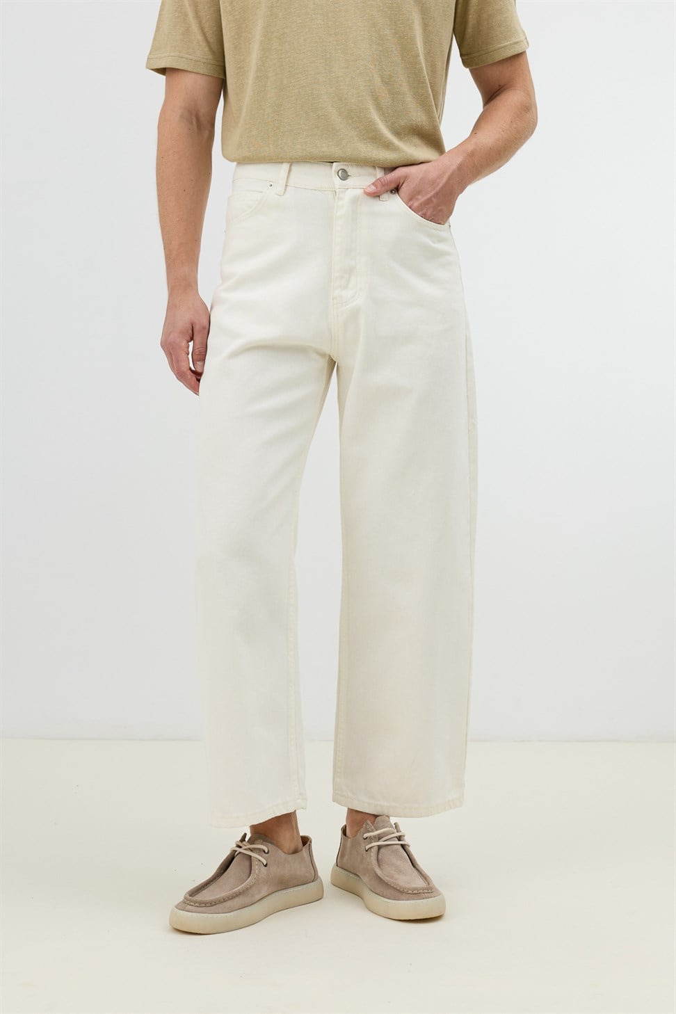 Antioch Ekru Basic Relax Fit Erkek Kot Pantolon