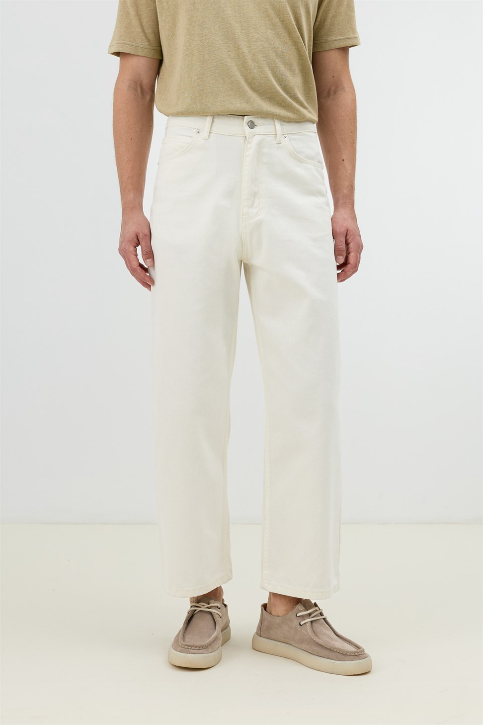 Antioch Ekru Basic Relax Fit Erkek Kot Pantolon