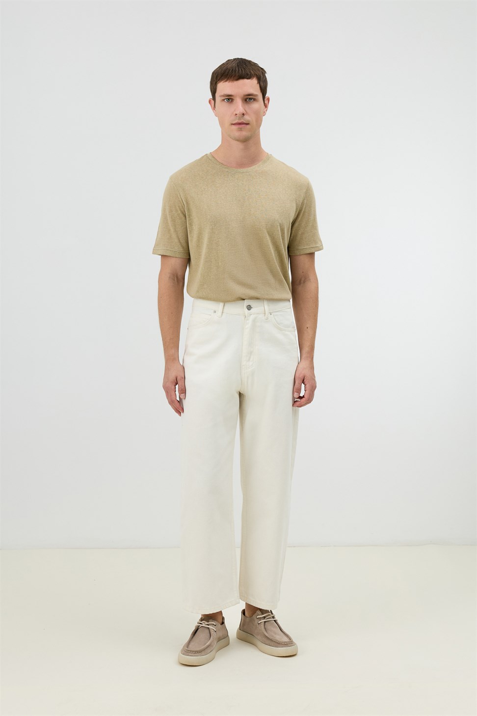 Antioch Ekru Basic Relax Fit Erkek Kot Pantolon