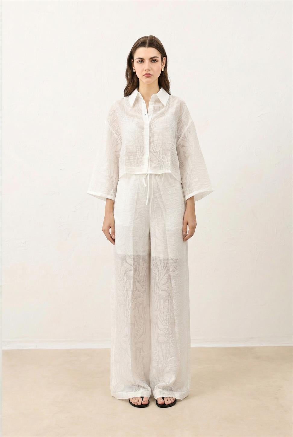 Floral-Print Shirt and Pants Set for Women