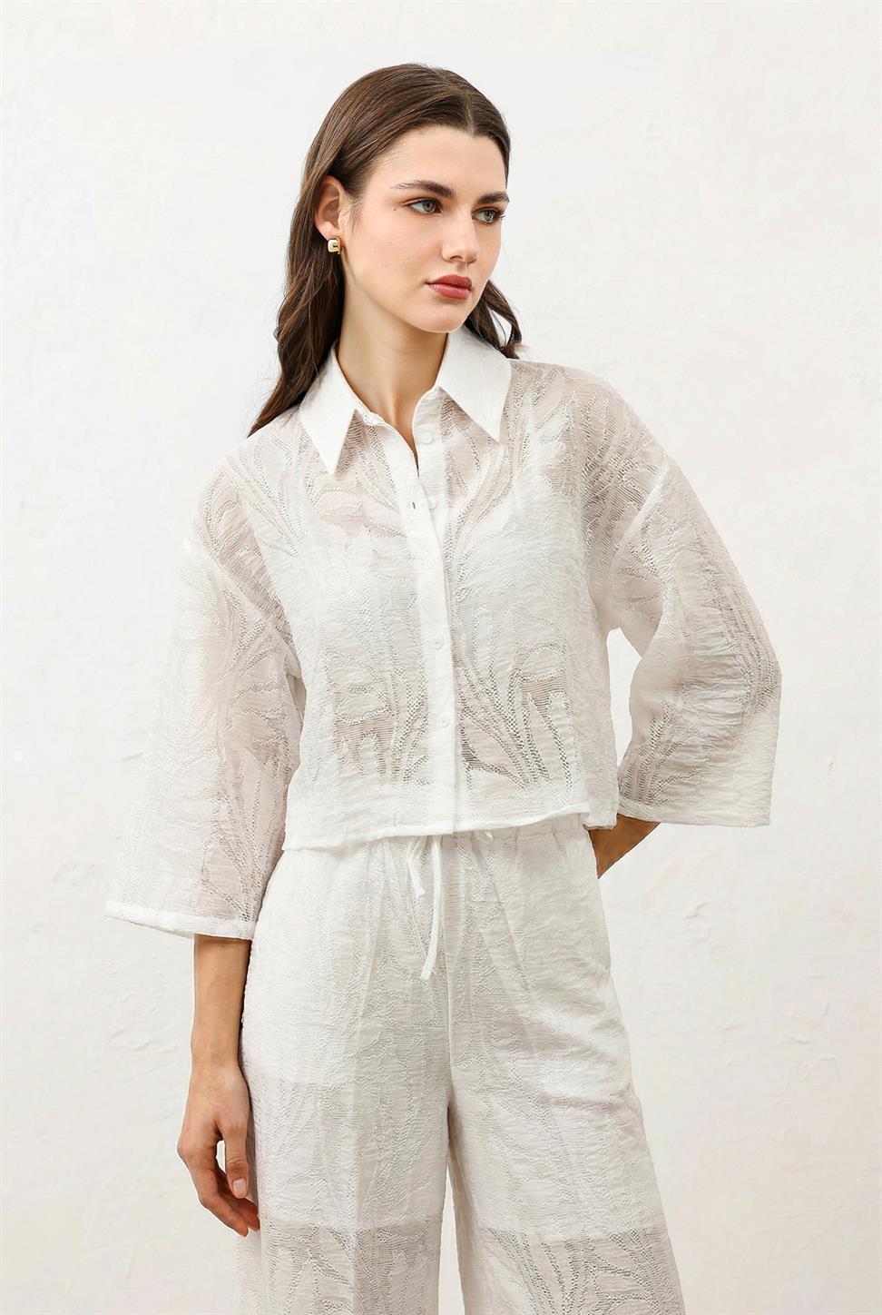 Floral-Print Shirt and Pants Set for Women