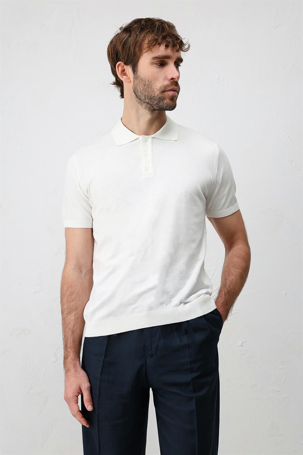 Comfort Slim Polo Neck Mens Knit T-Shirt