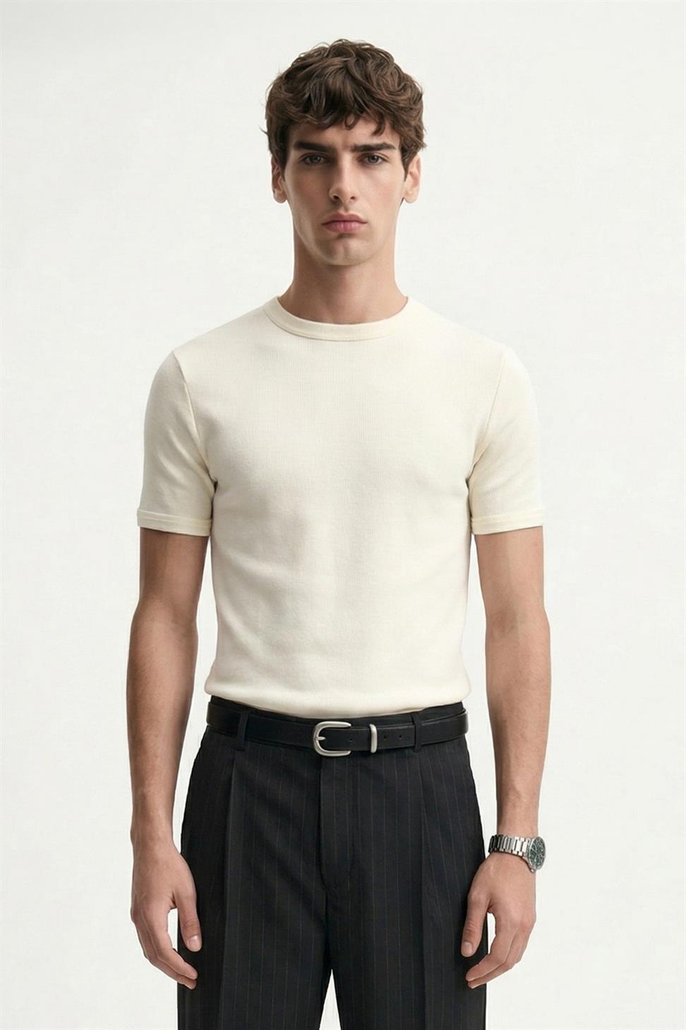 Antioch Ekru Dokulu Erkek T-Shirt